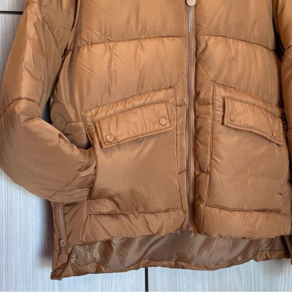 Sebby Puffer Coat Jacket Brown Medium - Picture 5 of 12